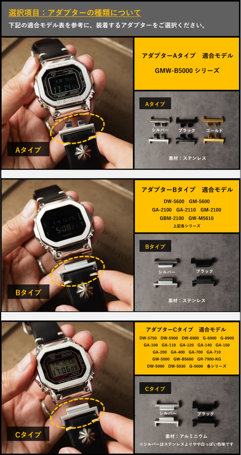 G-SHOCKカスタム用ベルト（バンド） シェルコードバン・ネイビー 