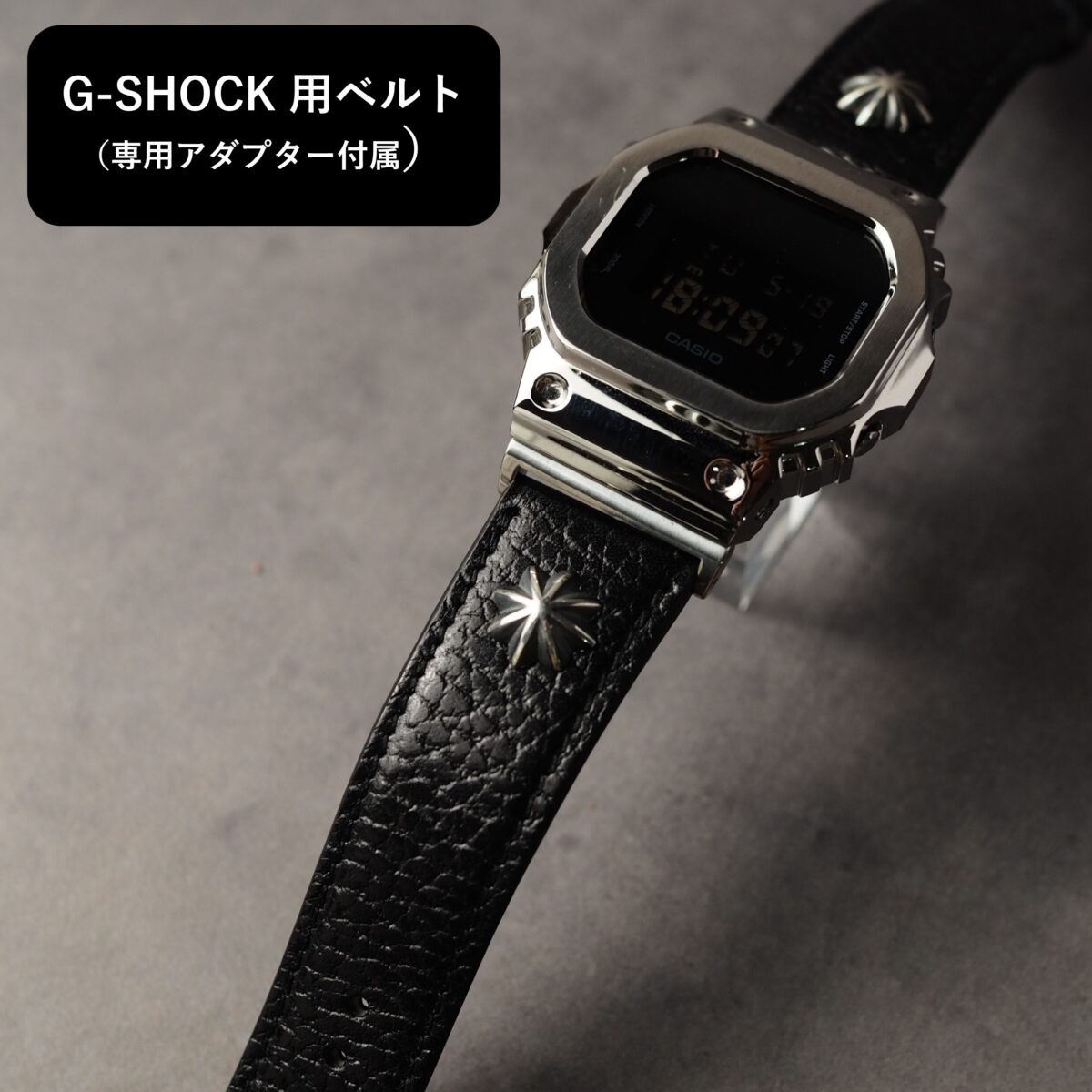 G-SHOCK用ベルト【SILVER CONCHO】Type：DRESS　ブラック（ドラーロ）